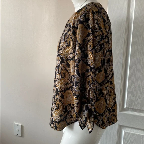 Michael Kors Black and Gold Paisley Blouse XL - Picture 5 of 9